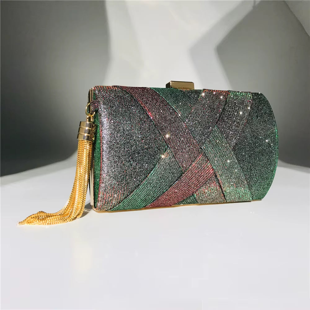Women'S Wedding Clutch Bags Party Purse and Handbag Luxury Discoloration Sequin Elegant Tassel Shoulder Bag ZD1495