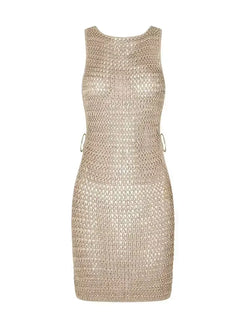 2026 Summer Sexy One Neck Cut Out Circle Decoration Corset Slim Beach Mini Dress Women Seaside Beachwear Swimwear Cover up A2796