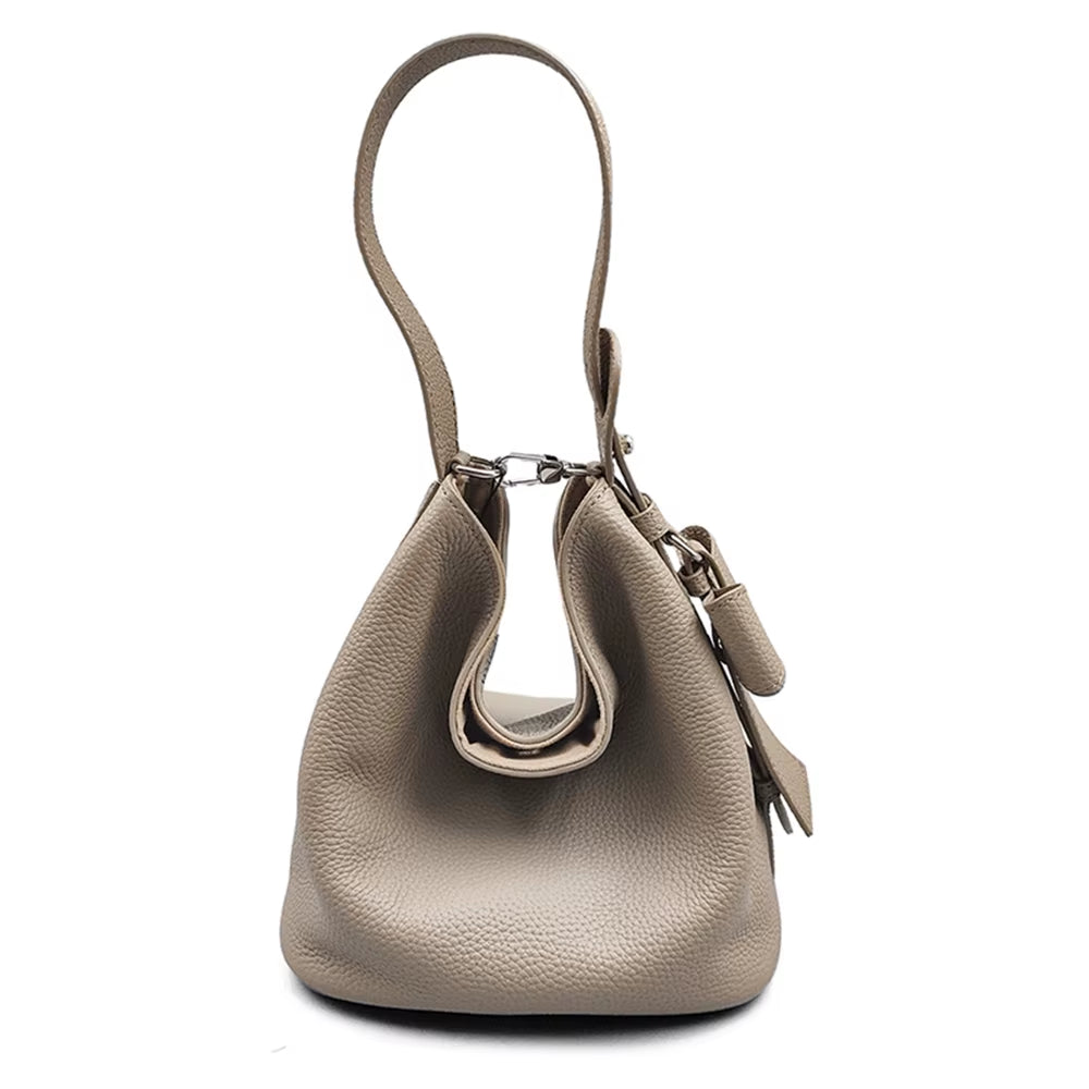 Elegant Bowknow Women Bucket Bag Custom Initials Large Capacity Female Shoulder Bag Fashion Genuine Leather Lady Square Handbag