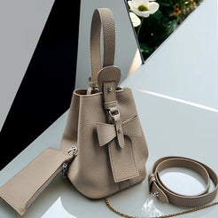 Elegant Bowknow Women Bucket Bag Custom Initials Large Capacity Female Shoulder Bag Fashion Genuine Leather Lady Square Handbag