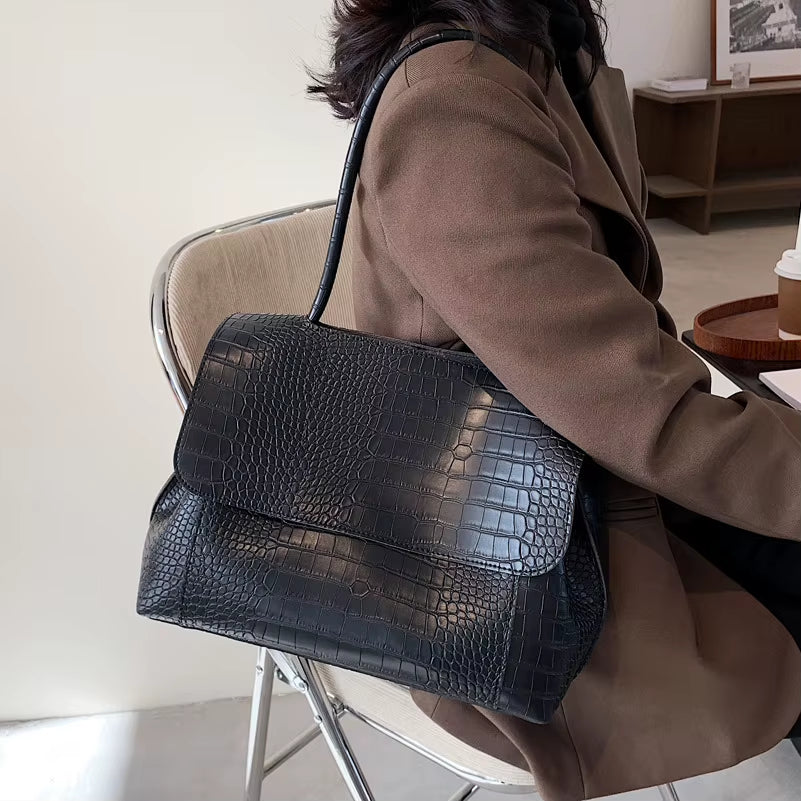 Designer Crocodile Pattern Women Handbag Large Capacity Shoulder Bags for Female Casual Totes Pu Leather Messenger Bag